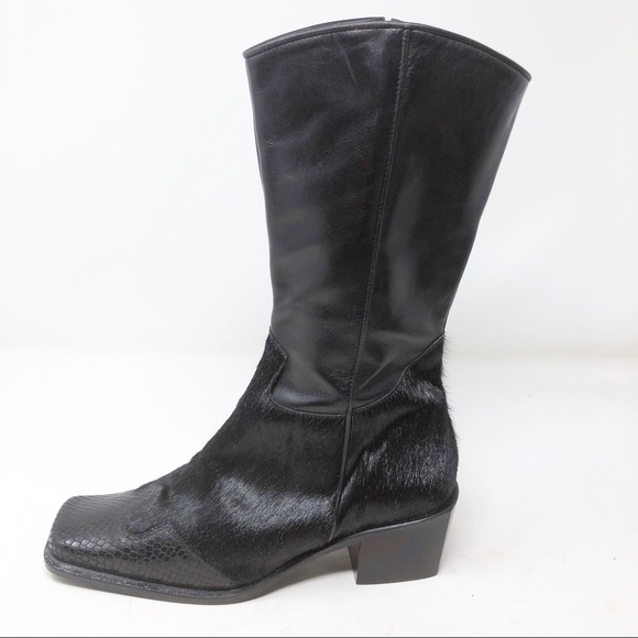 New Aquatalia Leather Calf Hair Snakeskin Boots - Picture 1 of 10